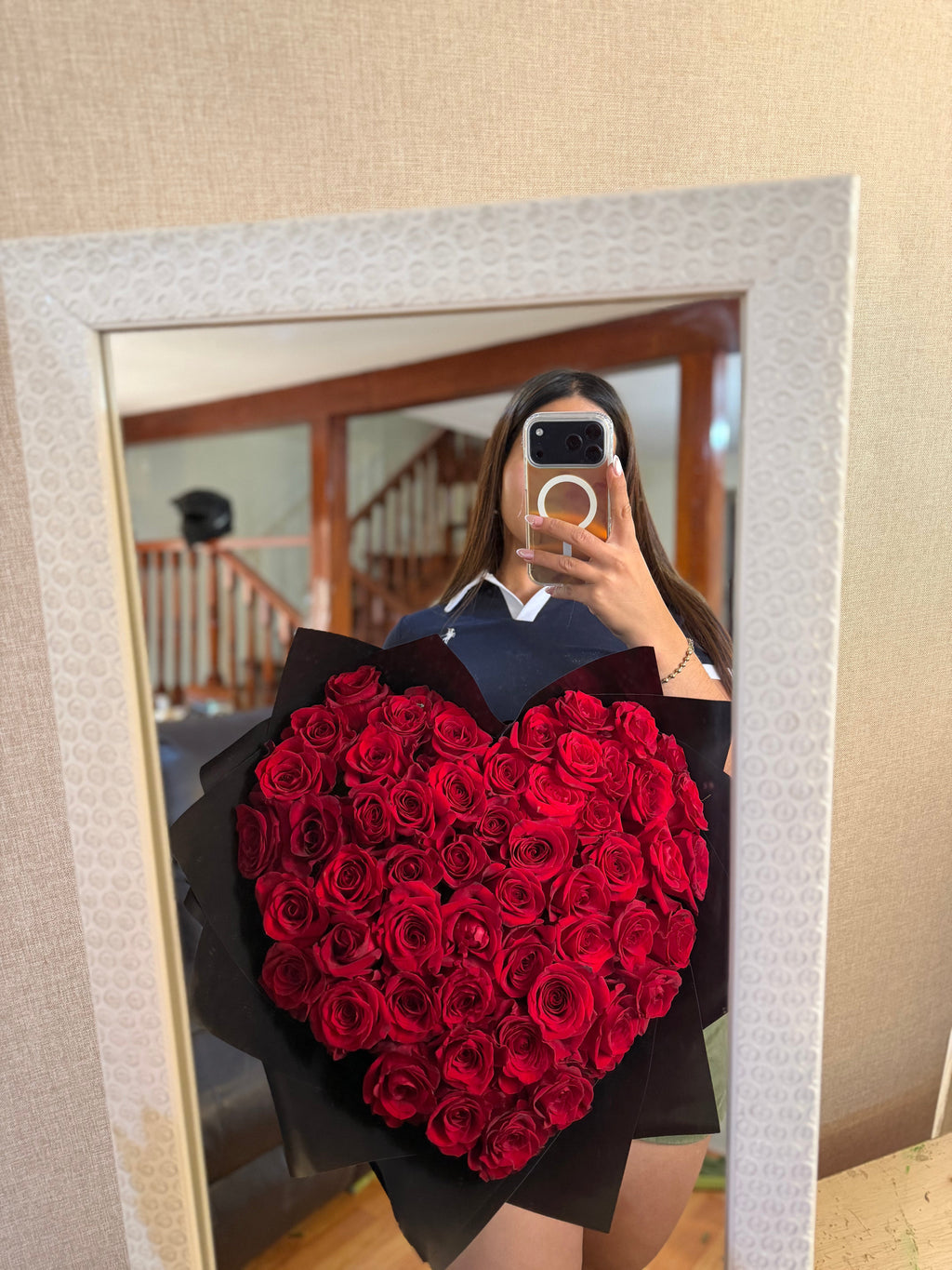 Corazón de 50 rosas